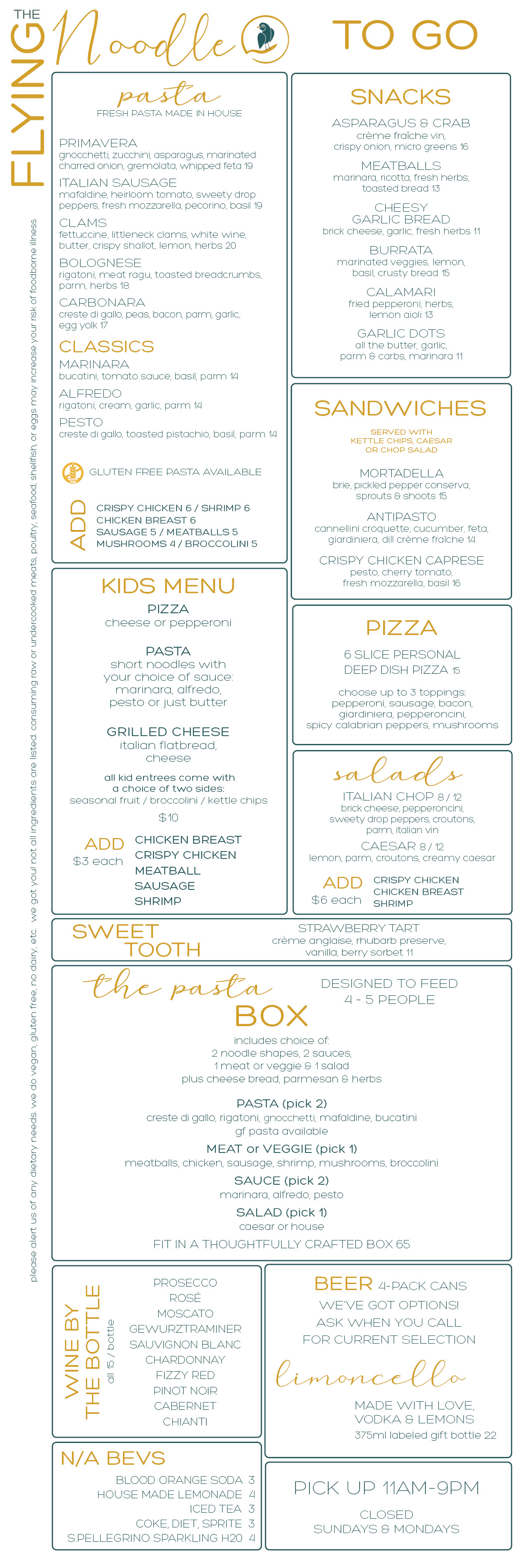 The Flying Noodle Menu