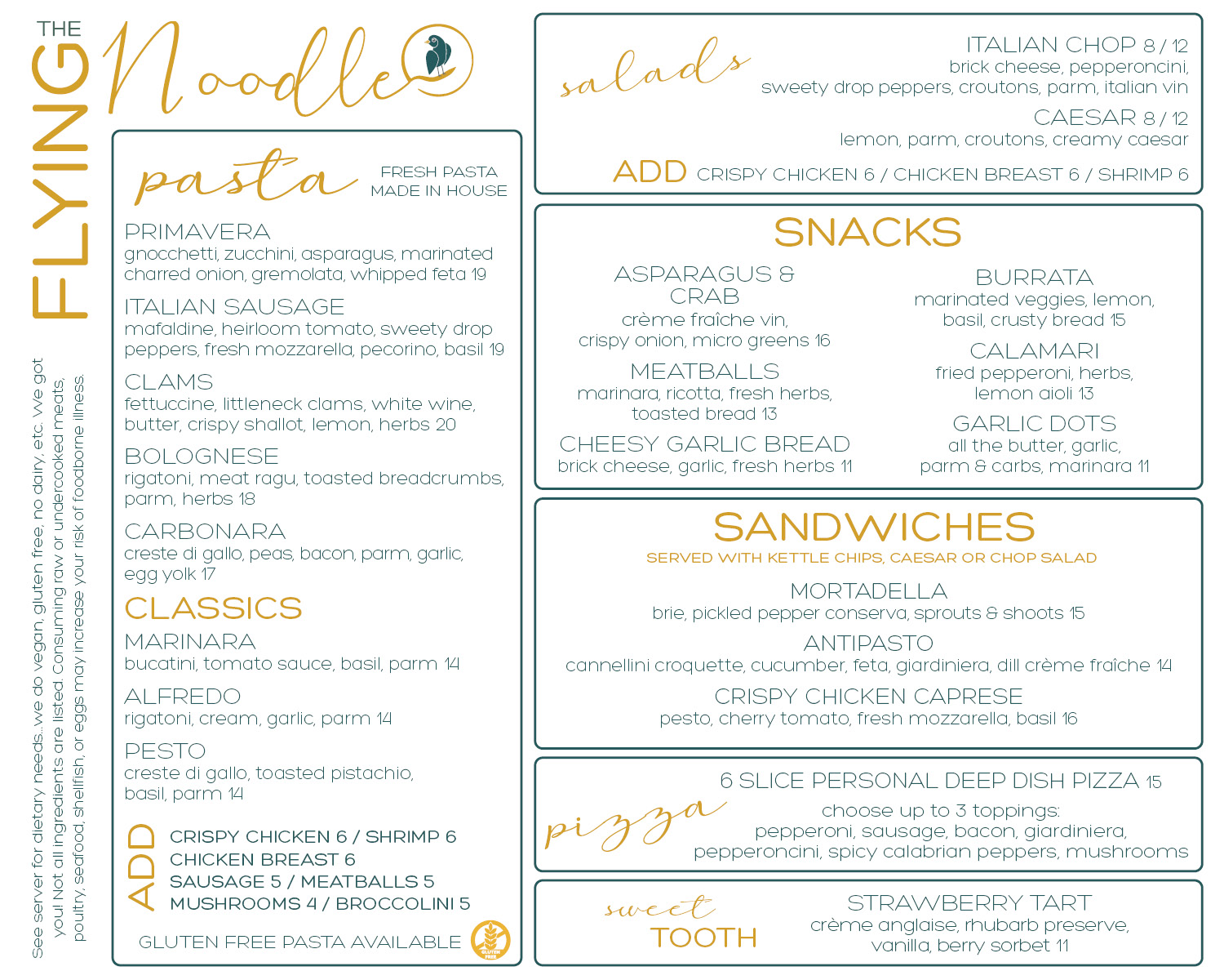 The Flying Noodle Menu